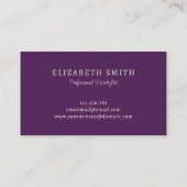 ダイヤモンド金ゴールドプラムパープルヘアードレッサー美容師 名刺 (裏面)