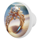 ダイヤモンド金ゴールドリングや輪オンビーチ セラミックノブ (右)