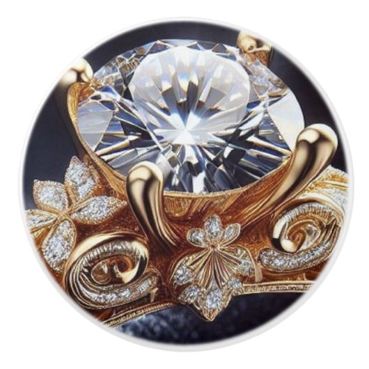 ダイヤモンド金ゴールドリングや輪 セラミックノブ (正面)