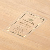 ダイヤモンド金ゴールド卒業キャップネイビーブルー卒業 アクリル招待状 (レイダウン)