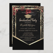 ダイヤモンド金ゴールド卒業キャップバラ卒業 招待状 (正面/裏面)