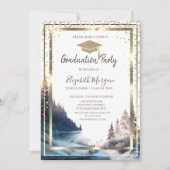 ダイヤモンド金ゴールド卒業キャップランドスケープ卒業 招待状 (正面)