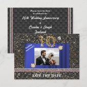 ダイヤモンド10周年結婚記念 黒織りパール 招待状 (正面/裏面)