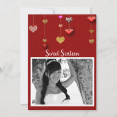 ダイヤモンド16 Valentine's Birthday Partyハート写真 招待状 (裏面)