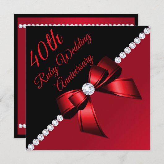 ダイヤモンド4thルビー結婚の記念日 招待状 (正面/裏面)