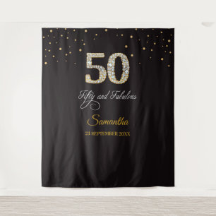 ダイヤモンド50周年誕生日パーティー タペストリーバックドロップ ゴールド タペストリー