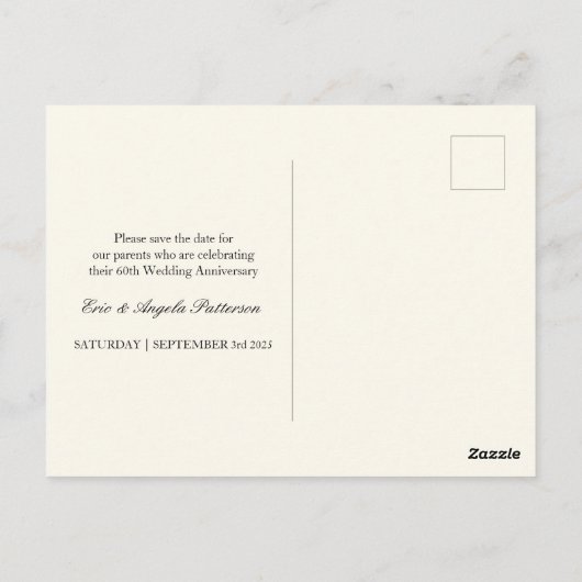 ダイヤモンド60周年結婚の日付を保存 ポストカード (裏面)