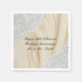 ダイヤモンド60周年結婚サテンフェイク+レース スタンダードカクテルナプキン (正面)