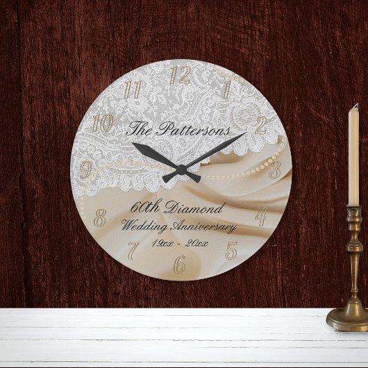ダイヤモンド60周年結婚サテンレース大 ラージ壁時計