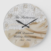 ダイヤモンド60周年結婚サテンレース大 ラージ壁時計 (正面)