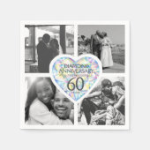 ダイヤモンド60周年結婚ハート4枚の写真 スタンダードカクテルナプキン (正面)