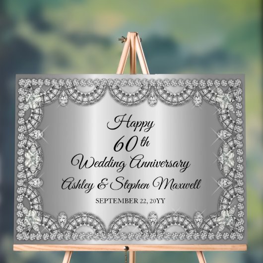 ダイヤモンド60周年結婚パーティー アクリルサイン (ニュートラル)