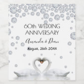 ダイヤモンド60周年結婚白鳥 ワインラベル (シングルラベル)