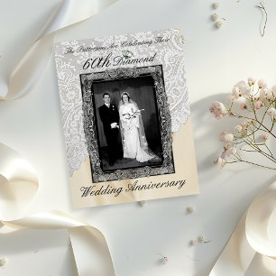 ダイヤモンド60周年結婚記念日写真招待状 ポストカード