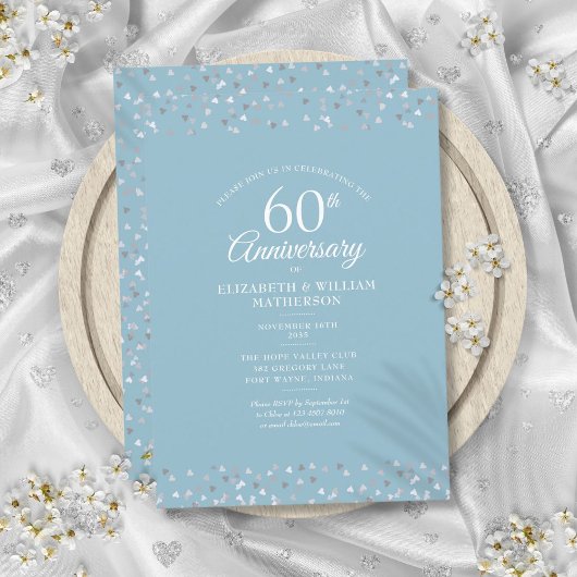 ダイヤモンド60周年結婚記念日 ハートのコンフェッティ 招待状