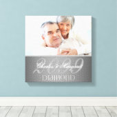 ダイヤモンド60周年記念ダマスク12x12写真 キャンバスプリント (インサイチュ (ウッドフロア))