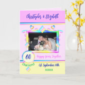 ダイヤモンド60周年記念写真名をピンクに追加 カード (黄色い花)