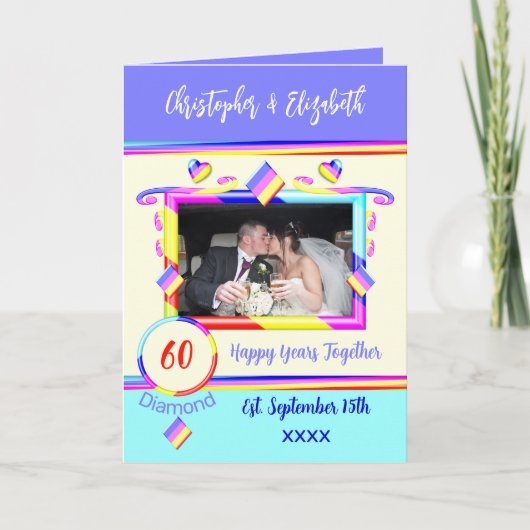 ダイヤモンド60周年記念写真名を追加パープル カード (正面)