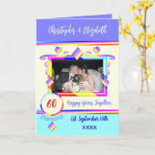 ダイヤモンド60周年記念写真名を追加パープル カード (黄色い花)