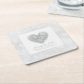 ダイヤモンド60周年記念結婚ハート贈与 スクエアペーパーコースター (アングル)