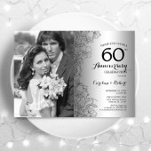 ダイヤモンド60周年記念 フォト付き シルバー フローラル 招待状