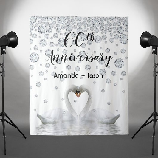 ダイヤモンド60周年記念 白いスワンが愛に満ちて タペストリー