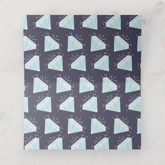 ダイヤモンド60結婚周年記念青いテーブルプレース プレイスカード (内部開封)