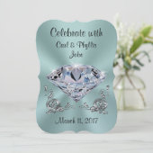 ダイヤモンド・アニバーサリーの招待状、お客様の色、お客様のテキスト 招待状 (スタンド正面)