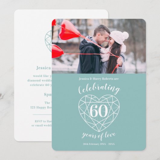 ダイヤモンド・アニバーサリー 60周年 写真招待状 招待状 (正面/裏面)