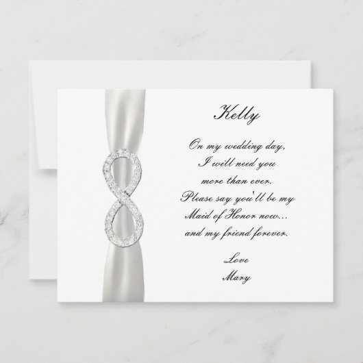 ダイヤモンド インフィニティ ホワイト ウェディング メイド オブ オナー カード (正面)