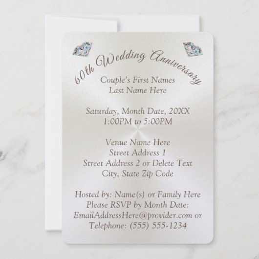 ダイヤモンド・ウェディング・アニバーサリー・パーティー招待状 招待状 (裏面)