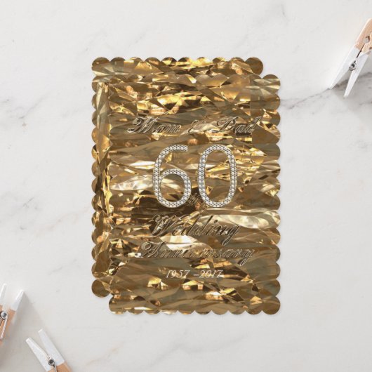 ダイヤモンド ウェディング アニバーサリー 親 ゴールド エレガント カード (正面/裏面インサイチュ)