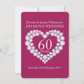 ダイヤモンド ウェディング ダイヤモンド ハート 60周年 パーティー 招待状 (正面)