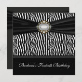 ダイヤモンド ウーマンズ ゼブラ 40歳の誕生日パーティー 招待状 (正面/裏面)