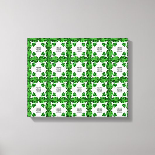 ダイヤモンド&エメラルドジェムストーンアートグリーン キャンバスプリント (正面)