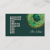 ダイヤモンド エメラルド アゲート イニシャル F 字 モノグラム 名刺 (正面)