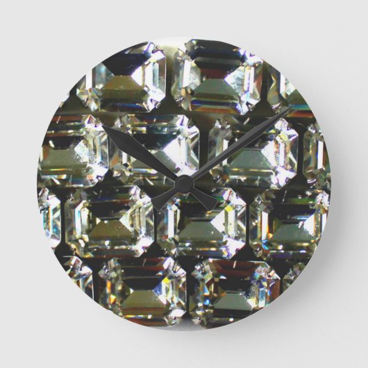ダイヤモンド、エレガントヴィンテージ宝石 ラウンド壁時計 (正面)