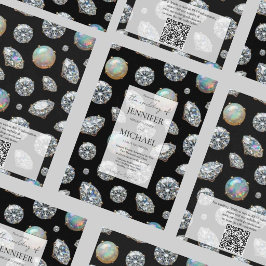 ダイヤモンド + オパール フォーマル | ラグジュアリーQRコード ウェディング 招待状