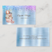 ダイヤモンド、カップケーキ、スイーツ、ベーカリーツールブルーメタリック 名刺 (正面/裏面)