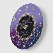 ダイヤモンド グリッター ヴィオレット 25周年 結婚記念日 ラージ壁時計 (傾斜)