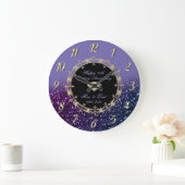 ダイヤモンド グリッター ヴィオレット 25周年 結婚記念日 ラージ壁時計 (ホーム)