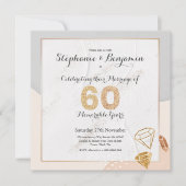 ダイヤモンド グリッター 60周年 結婚記念日 エレガント 招待状 (正面)