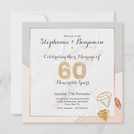 ダイヤモンド グリッター 60周年 結婚記念日 エレガント 招待状