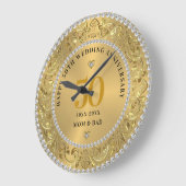 ダイヤモンド ゴールド 50周年 結婚記念日 ラージ壁時計 (傾斜)
