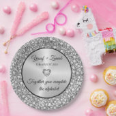 ダイヤモンド&シルバー結婚のギフト大時計 ペーパープレート (パーティー)