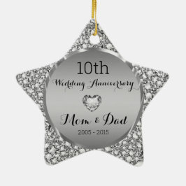ダイヤモンド&シルバー結婚10周年記念2 セラミックオーナメント