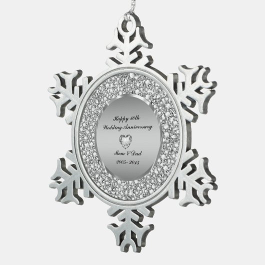 ダイヤモンド&シルバー結婚10周年 スノーフレークピューターオーナメント (右)