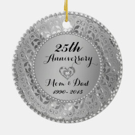 ダイヤモンド&シルバー25結婚周年 セラミックオーナメント