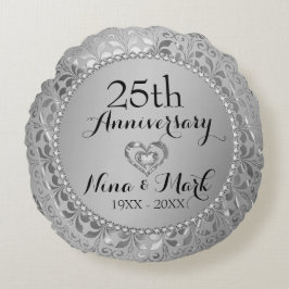 ダイヤモンド&シルバー25結婚周年 ラウンドクッション