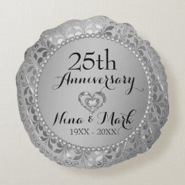ダイヤモンド&シルバー25結婚周年 ラウンドクッション